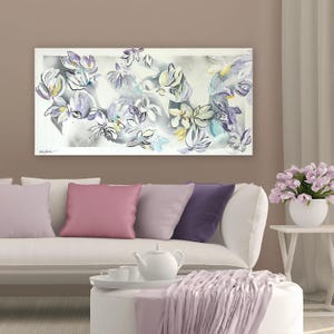 Painting on canvas art modern abstract painted, abstract acrylic painting, acrylic painting, flowers purple, hand-painted original picture 50 x 100 cm