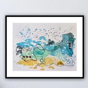 Gita in spiaggia - Acquerello Originale senza cornice dipinto a mano 32 x 24 cm