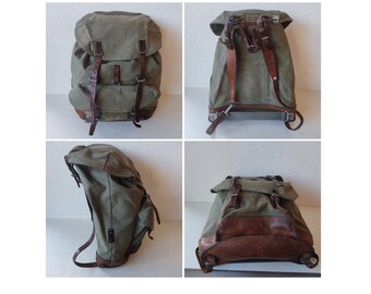 Schweizer Armee Militär Salz & Pfeffer Sac à dos vintage Militärrucksack Leder