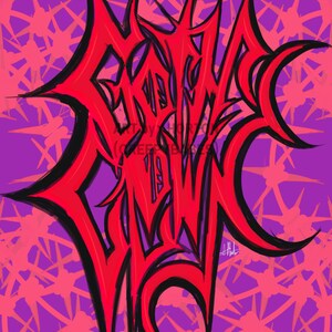Pastel Goth Digitale Illustration. Digitale Illustration. Pastel Goth. Goth. Deathmetal Schrift.