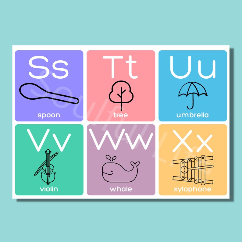 Simple Line Drawing Alphabet Flashcards Etsy Canada