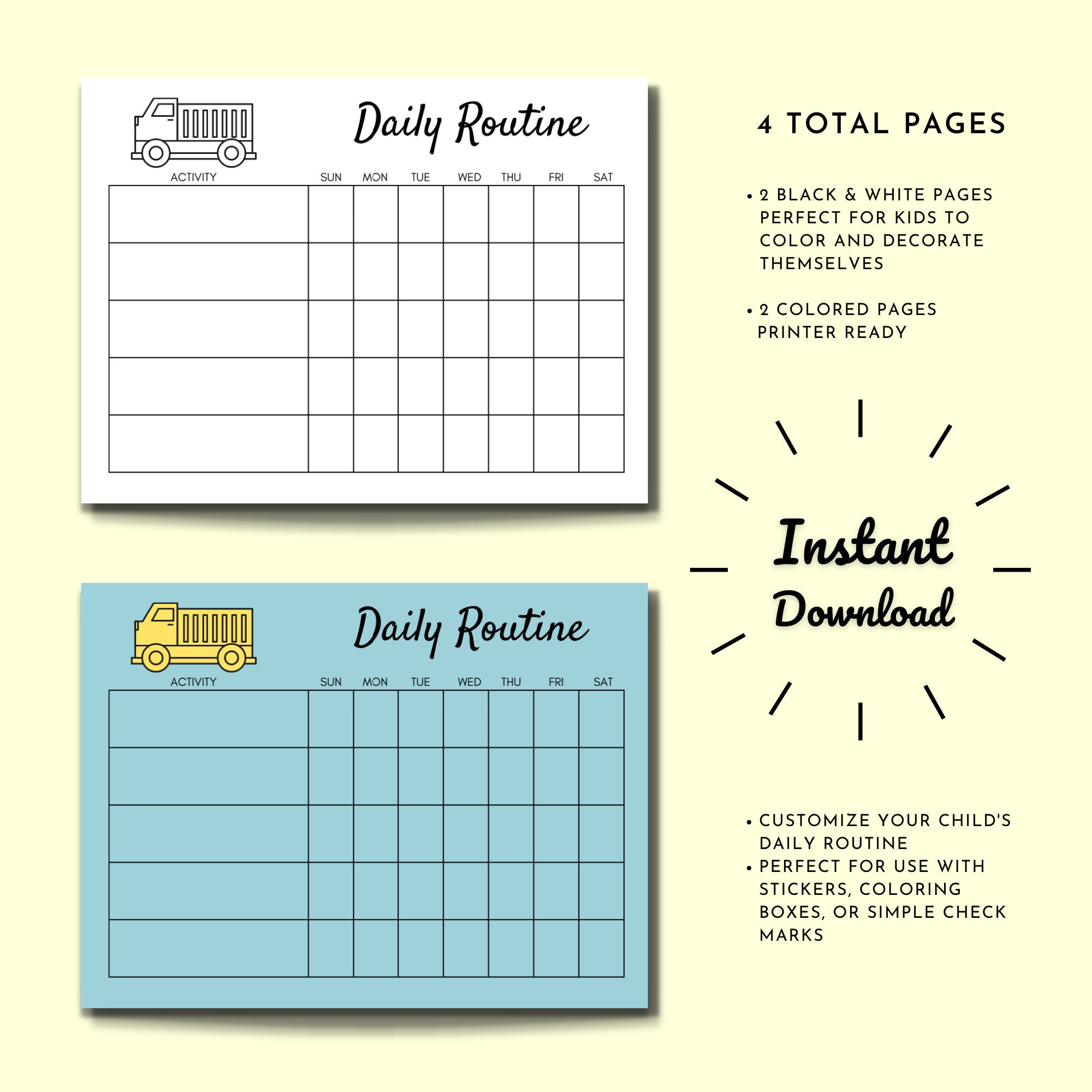 Minimalist Daily Routine Chart for Kids - Etsy Australia