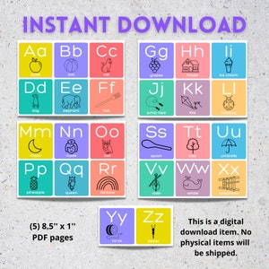 Einfache Strichzeichnung Alphabet Flashcards