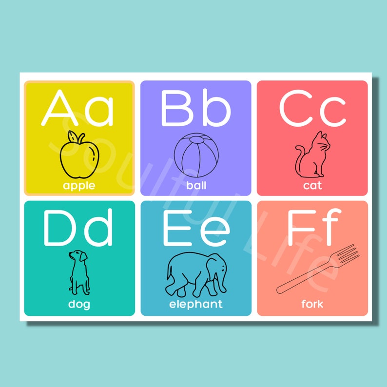 Simple Line Drawing Alphabet Flashcards Etsy Canada