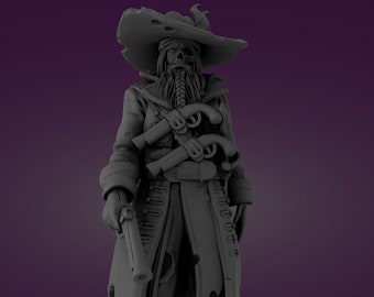 Tripulación pirata - (7) compañeros de barco con tesoro (miniaturas de rol de 28 mm)