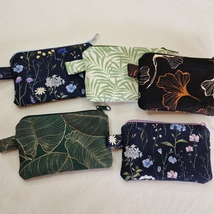 Schlüsseltäschchen, Schlüsseletui Blätter, Blumen, floral, Schlüssel, Täschchen, Minitäschchen, Minitasche, Geldbörse