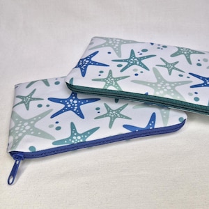 Minitasche "Seesterne", Pouch, kleines Täschchen, Schminktäschchen, Portemonnaie