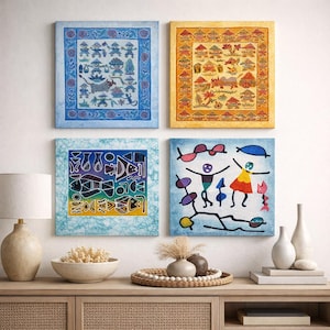 Peintures Batik 30 x 30 cm et 45 x 50 cm