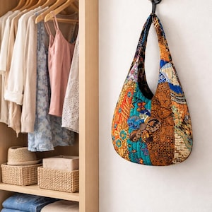 Sac en Patchwork créé avec des tissus Batik