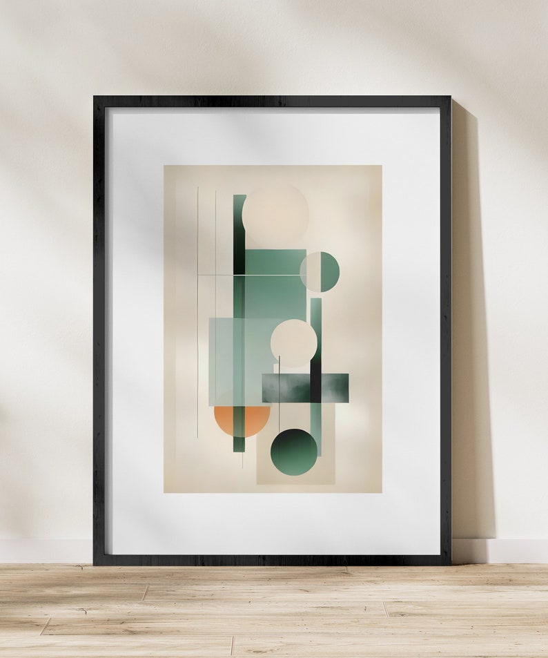 Abstract Geometric Digital Print, Modern Minimalist Wall Art, Neutral Tones Decor, Instant