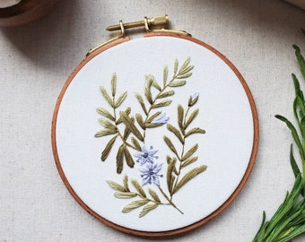 ROSEMARY | Embroidery Hoop Art | Wild Herbs Embroidery | Rosemary Wall Art | Embroidery Wall Art/Home Decor |