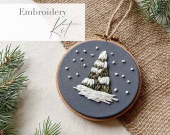 Christmas Tree Embroidery Kit for Beginners, Winter DIY Embroidery Kit with Pattern, Holiday Hand Embroidery Starter Kit, Craft Kit
