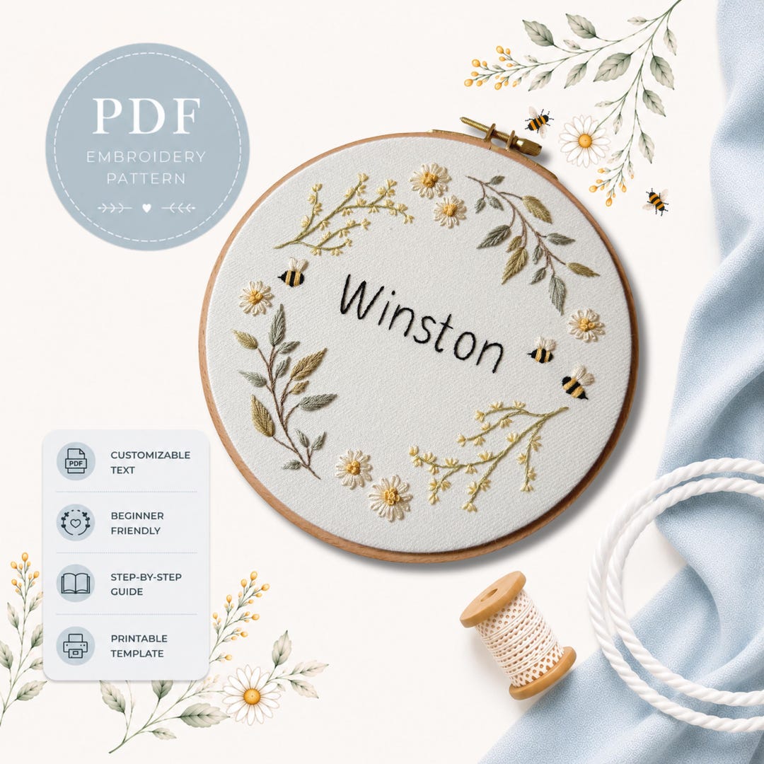 Personalized Name Pattern Name Embroidery Pattern PDF | Beginner Embroidery Pattern | Modern ...