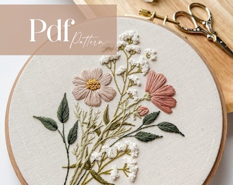 Wildflowers | Embroidery Pattern | PDF Embroidery Pattern | Step by Step Video Tutorial |