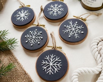 3” Snowflake Ornament/Hoop | Hand Embroidered Ornaments | Winter and Christmas Embroidery | Snowflake |