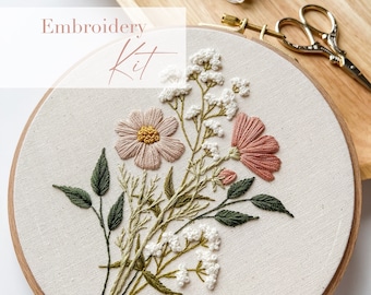 DIY Embroidery Kit | Wildflowers | Embroidery Pattern | PDF Embroidery Pattern + Video Tutorials |