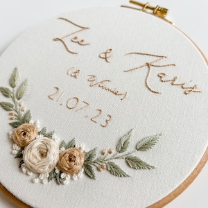 Personalized Wedding Embroidery Pattern PDF Pattern Step by Step Video Tutorial Romantic, Garden, Roses Beginner Friendly Embroidery image 2