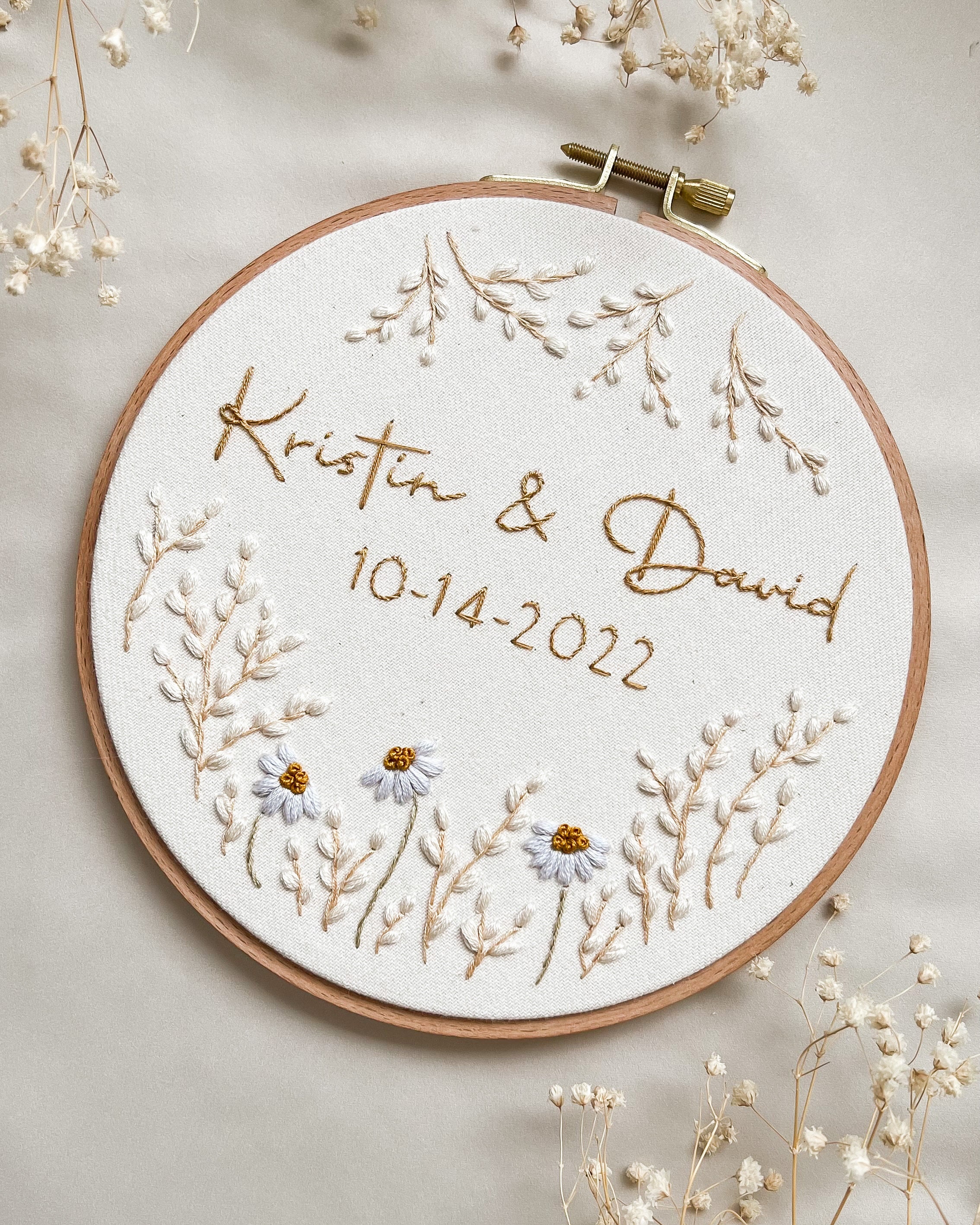 Custom Wedding Embroidery Hoop, Personalized Couple Names & Date, Hand ...