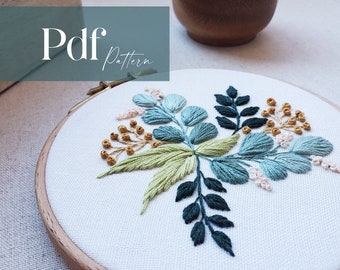 Eucalyptus Leaves | PDF Embroidery Pattern | Step by Step Beginner Guide + Video Tutorials |
