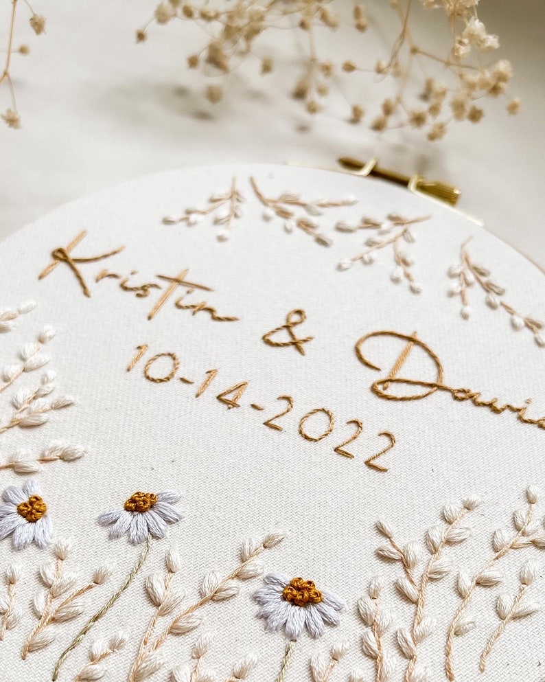Custom Wedding Embroidery Hoop, Personalized Couple Names & Date, Hand ...
