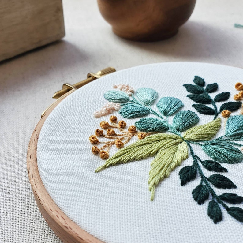 Eucalyptus Leaves PDF Embroidery Pattern Step by Step Beginner Guide Video Tutorials image 6