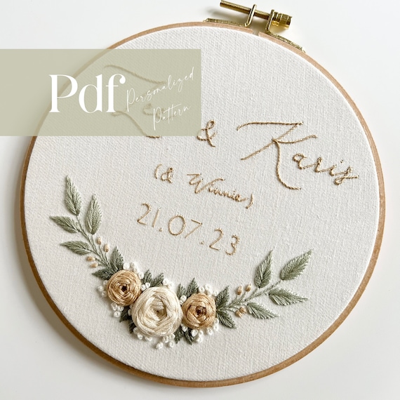 Personalized Wedding Embroidery Pattern PDF Pattern Step by Step