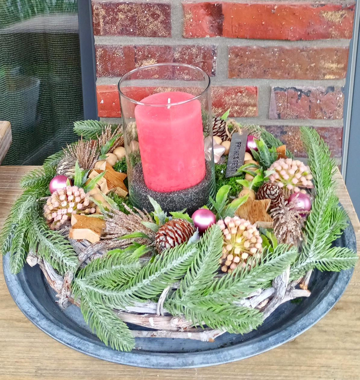 Pink wreath! Wooden wreath Advent!!