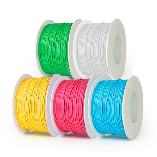 0,10 EUR/mètre fil de papier réglé en 5 couleurs vives - 500 m - bobine de cordon artisanal coloré classique pour l'artisanat bricolage cadeau décoratif fil de ruban mariage Sc
