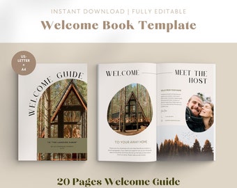 Airbnb welcome book template | airbnb welcome guestbook | editable canva template | real estate template | airbnb sign | vacation rental