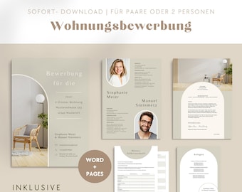 Wohnungsbewerbung | Bewerbungsvorlage Deutsch Word | Wohnungsbewerbung Paar| Bewerbungsvorlagen | Hauskauf Bewerbung Deutsch Pages