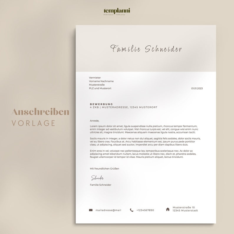 Wohnungsbewerbung Familie Bewerbungsvorlage Deutsch Word Vorlage Bewerbung Wohnung Haus Anschreiben kreativ Mieterselbstauskunft image 4