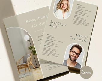 Wohnungsbewerbung Paar Canva Bewerbungsvorlagen Deutsch Anschreiben Vorlage Bewerbung Wohnung Haus Mieterselbstauskunft canva template