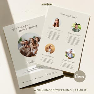 Wohnungsbewerbung Familie Canva Bewerbungsvorlagen Deutsch Anschreiben Vorlage Bewerbung Wohnung Haus Mieterselbstauskunft canva template