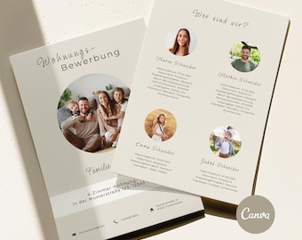Wohnungsbewerbung Familie Canva Bewerbungsvorlagen Deutsch Anschreiben Vorlage Bewerbung Wohnung Haus Mieterselbstauskunft canva template