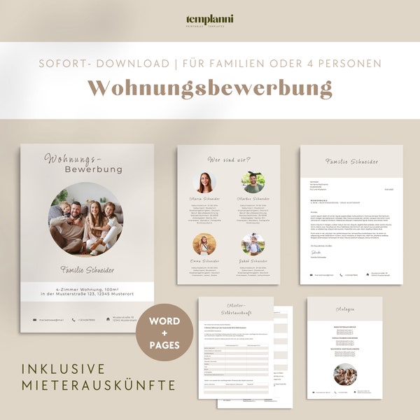 Wohnungsbewerbung Familie Bewerbungsvorlage Deutsch Word Vorlage Bewerbung Wohnung Haus Anschreiben kreativ Mieterselbstauskunft