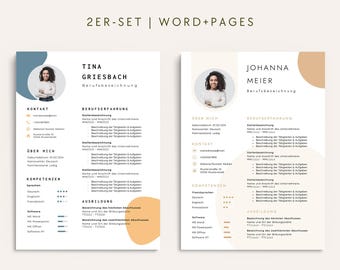 Bewerbungsvorlage Deutsch Word Lebenslauf Vorlage 2er Bundle Bewerbungsmappe Pages Vorlage Bewerbung kreativ Set Bewerbungsunterlagen modern