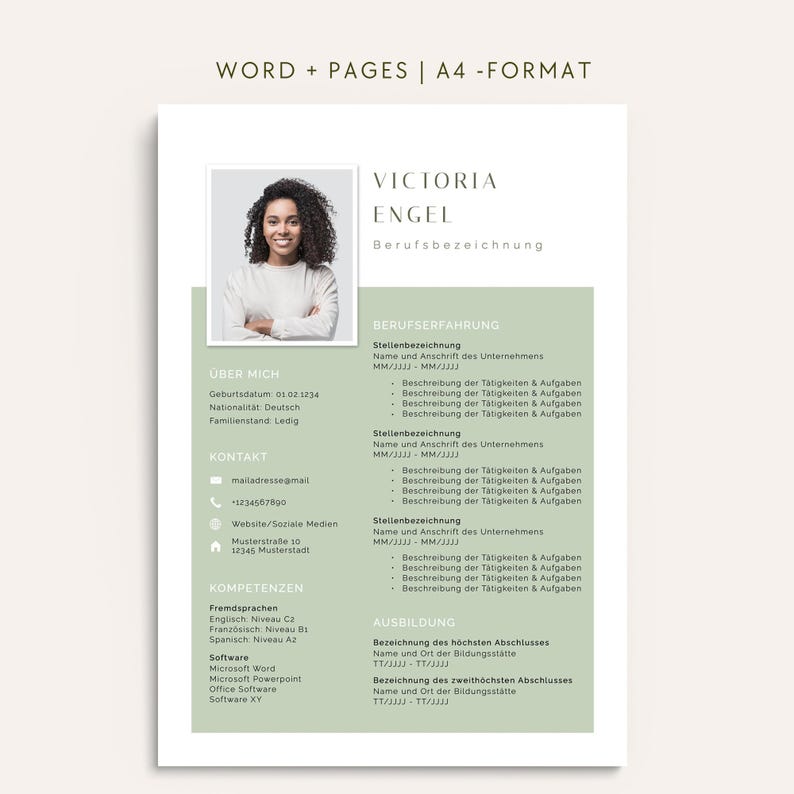 Bewerbungsvorlage Word Lebenslauf Vorlage Deutsch Bewerbungsvorlage Grün Vorlage Lebenslauf modern Bewerbungsvorlage Pages Lebenslauf Design image 1