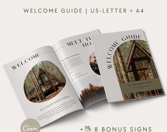 Airbnb welcome book template airbnb welcome guestbook canva template editable real estate template airbnb sign vacation rental