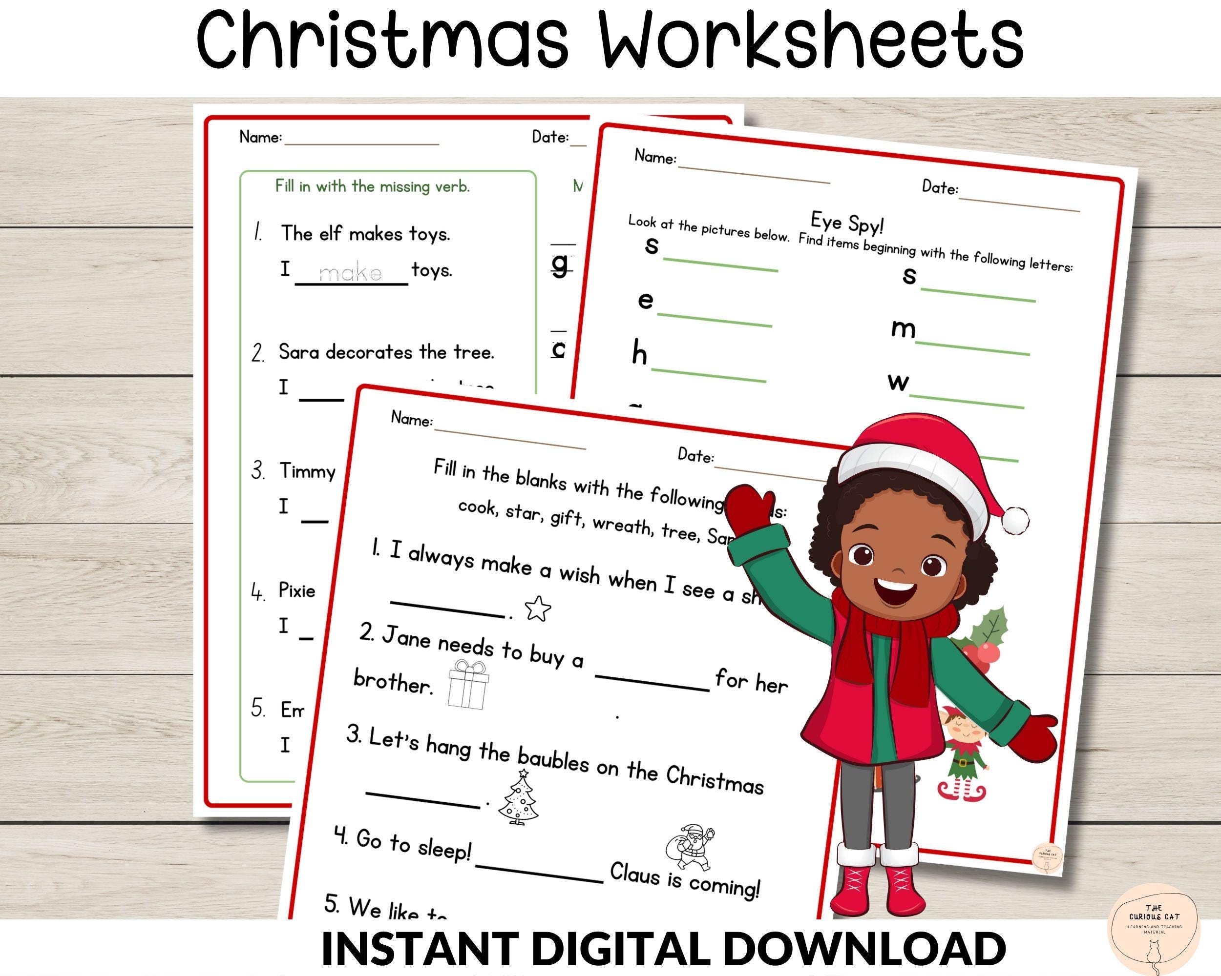 1st & 2nd Grade Language Worksheets, Christmas Vocabulary, Reading ...