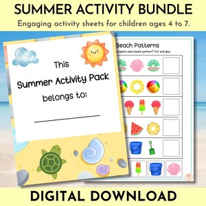 Summer Printable Activity Bundle, Summer Kids Activities, Kids Printable Beach Pack, Roadtrip Printables, Camp Games, Coloring Pages & Games