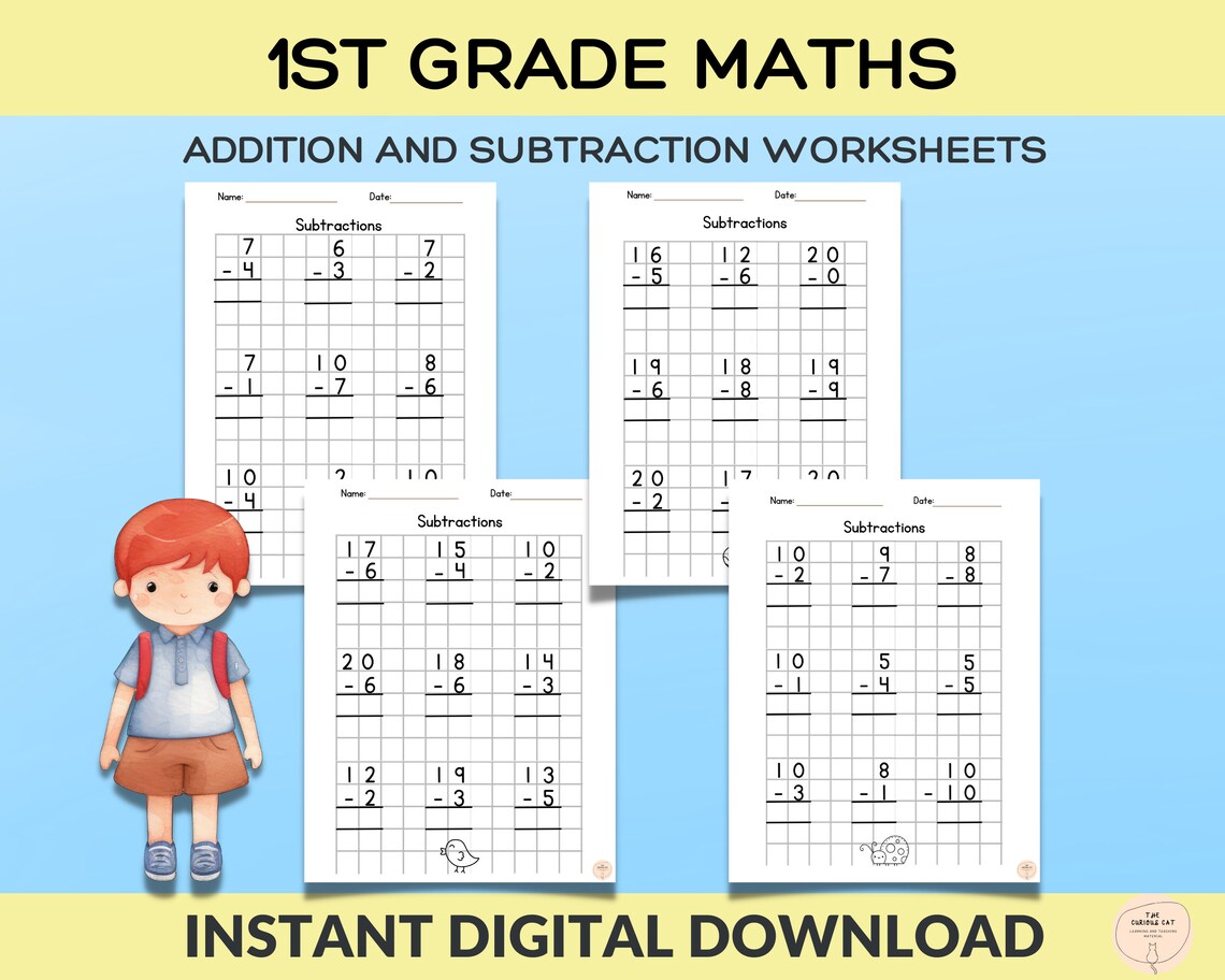Maths Worksheets, 1st Grade Maths Printouts, Addition & Subtraction ...