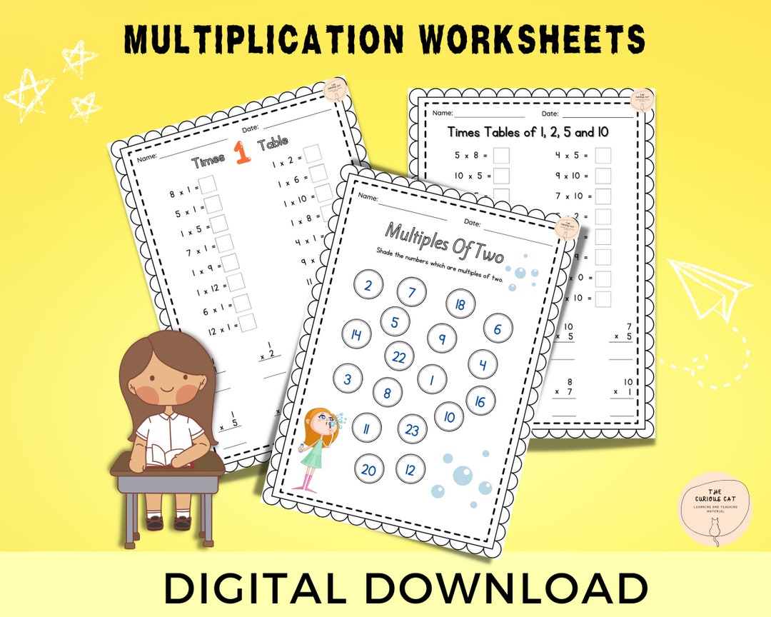 Multiplication Worksheets, Maths Printouts for 2nd Grade, Times Tables ...