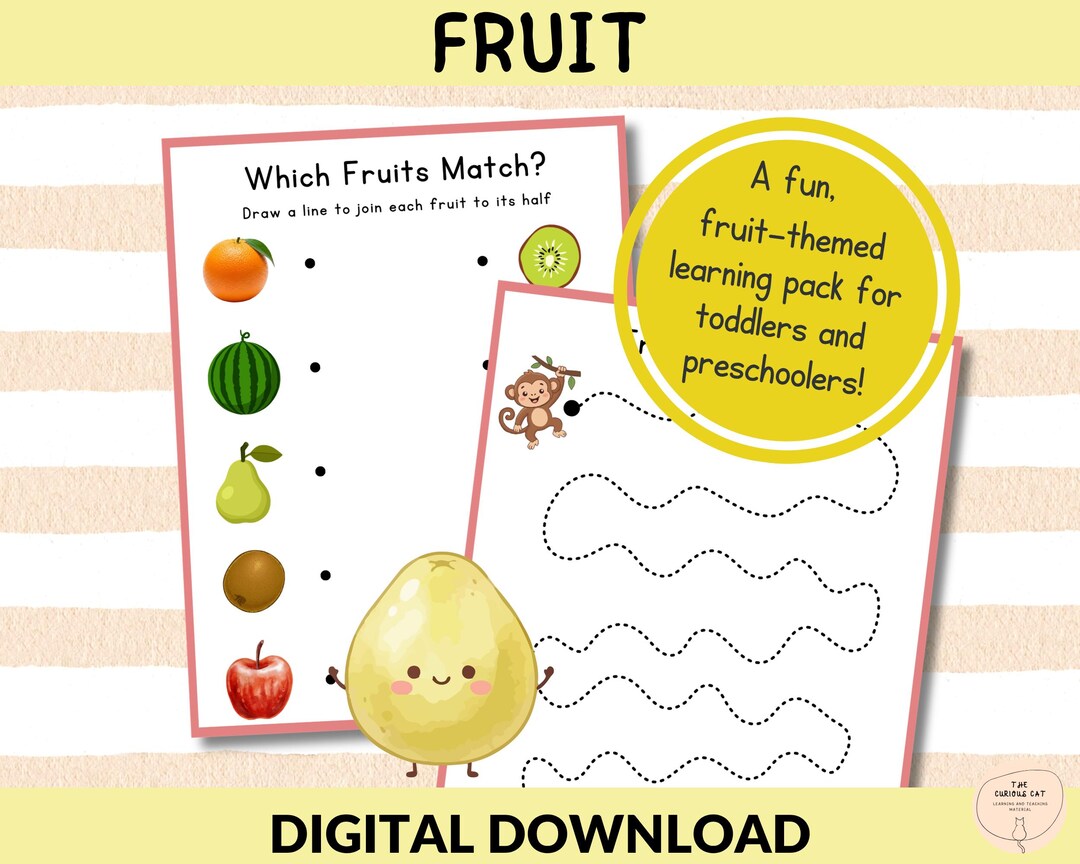 Fruit Learning Bundle for Ages 3-4 | Preschool Worksheets and ...