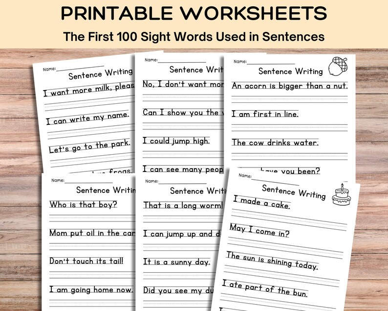 First 100 Fry Sight Words Learning Bundle: 30 Pages of Fun Sentences, Spelling, and Activities for Kids; Home learning, Literacy Worksheets image 4