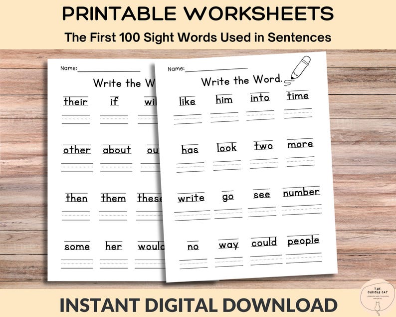 First 100 Fry Sight Words Learning Bundle: 30 Pages of Fun Sentences, Spelling, and Activities for Kids; Home learning, Literacy Worksheets image 6