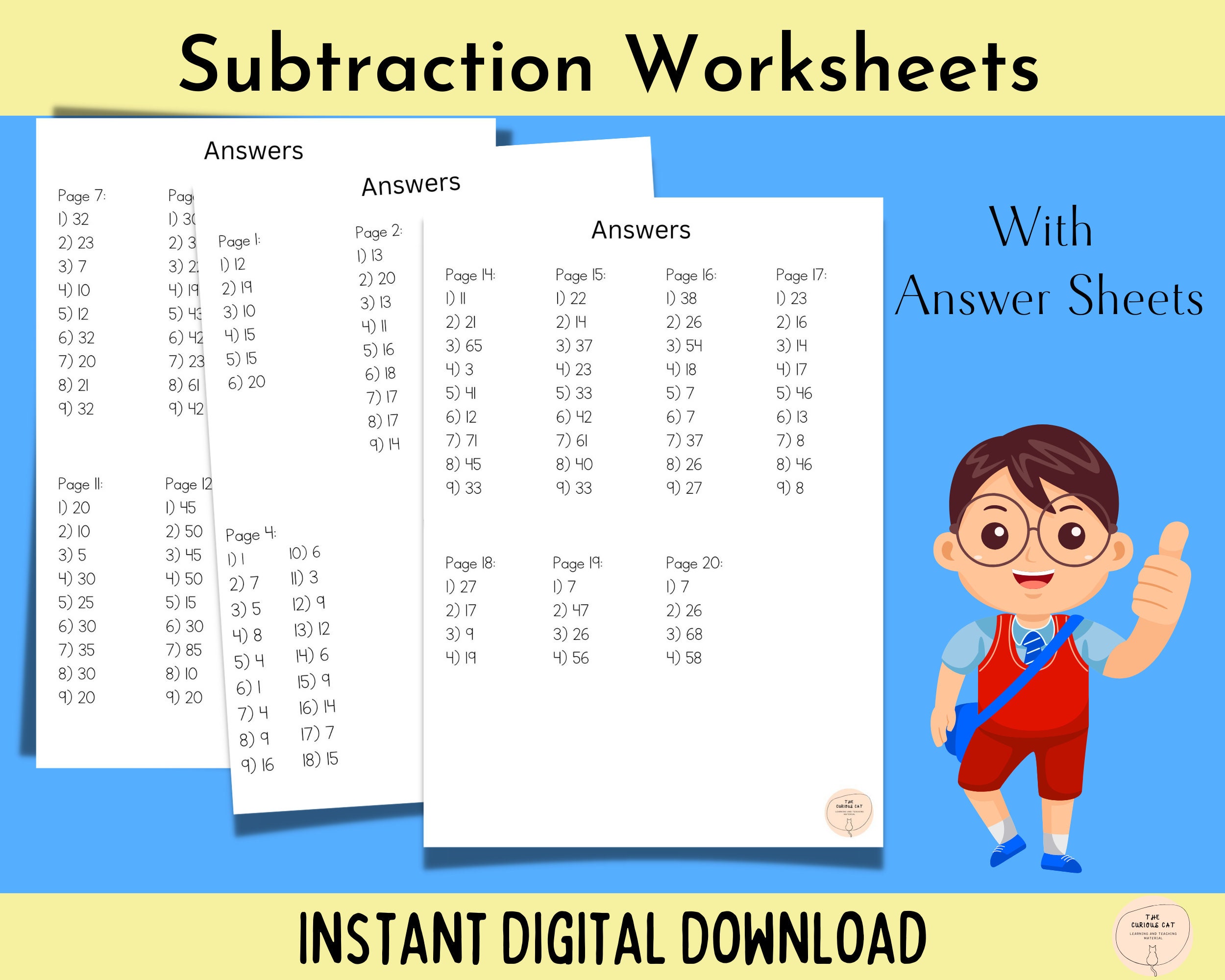 Subtraction worksheets with answers find the missing number worksheets