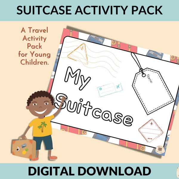 Toddler Worksheet,  Travel Activity, My Suitcase Adventure for Kindergarten, Holiday Activity Pack for Younger Children, Digital Download