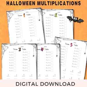 60 Maths Multiplication Practice Worksheets, Halloween Printables, Maths 2nd Grade to 4th Grade, Maths Resources, Multiplication Tables