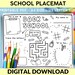 Printable Back to School Activity Placemat - First Day of School ...