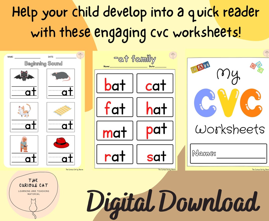 101 CVC Colorful Worksheets to Include 26 Word Families - Etsy India